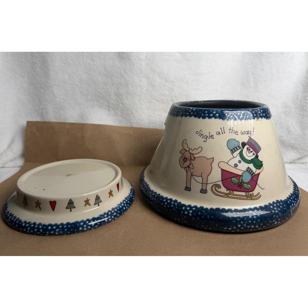 VINTAGE 1990's Jingle all the way! Candle Holder Shade and Tray Set EXCELLENT